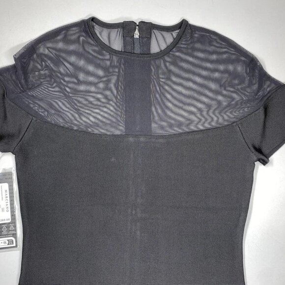 Marciano “Trina” Bandage Mini Dress Size 4 – Jet Black Sheer-Accent Bodycon - Picture 3 of 7